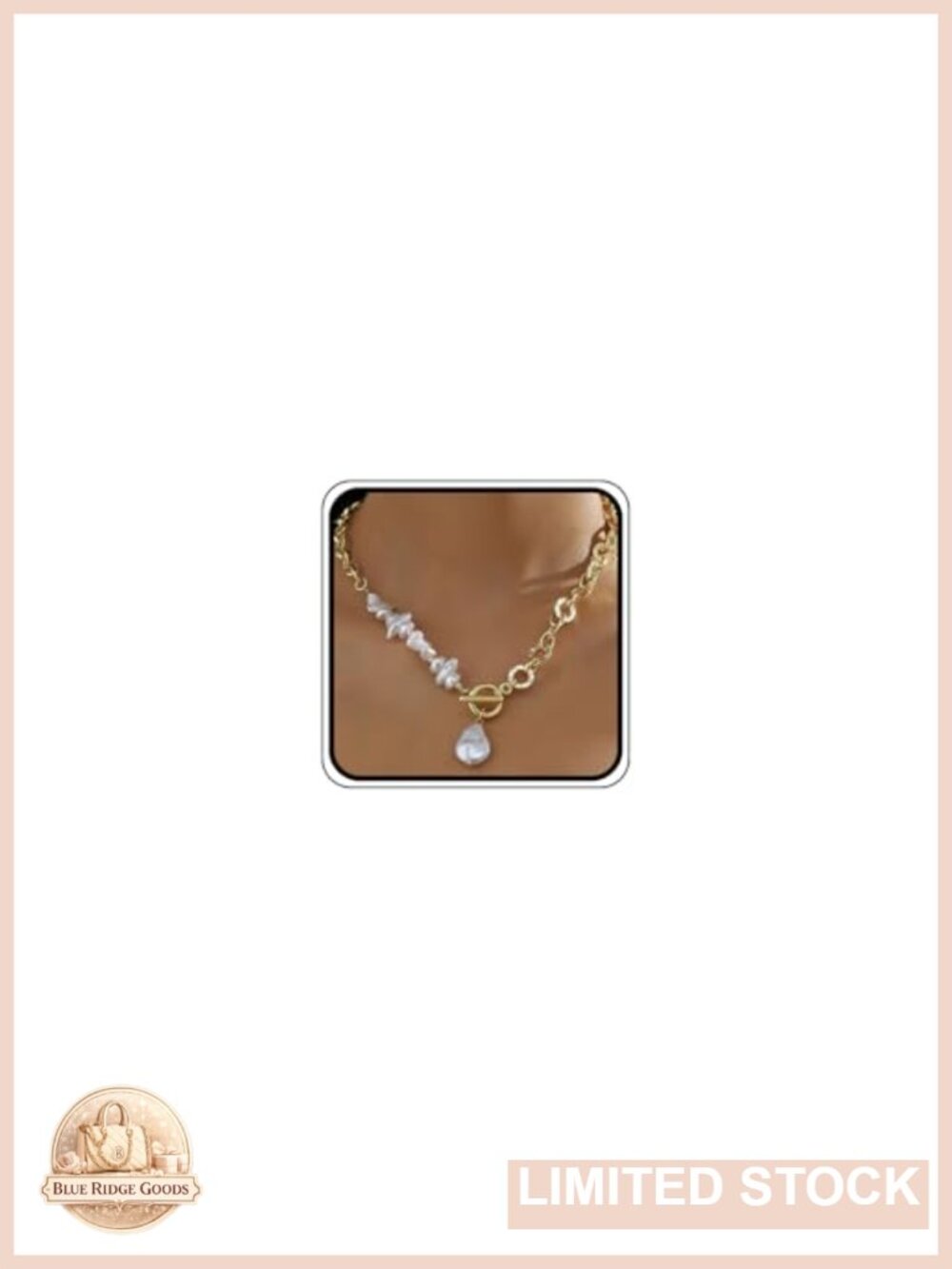 Chunky Gold Pearl Statement Choker Y Pendant Necklace